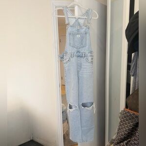 Pull & Bear Light Blue Denim Overalls